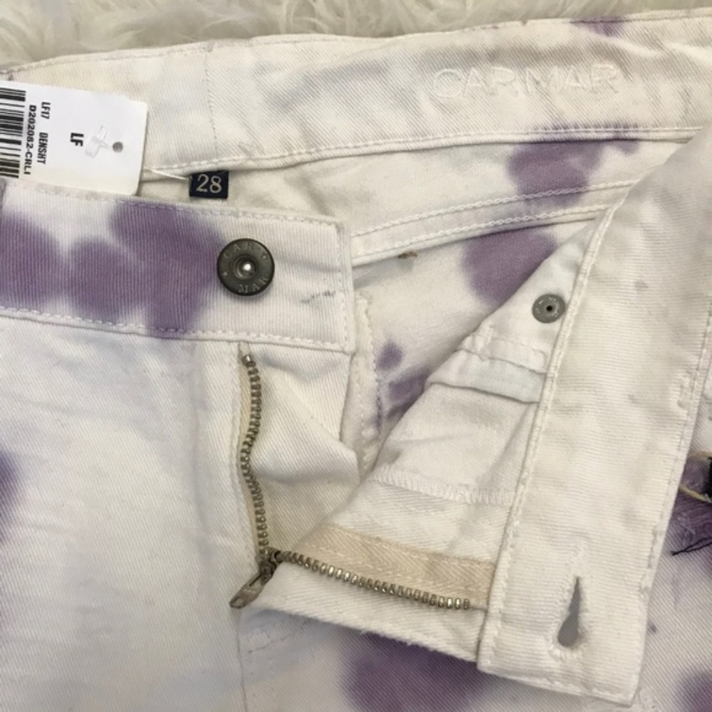 LF Carmar White Purple Tie Dye Cut Off Denim Shorts - New With Tags NWT - Picture 7 of 8